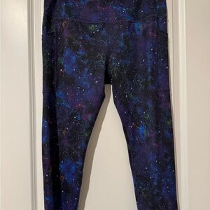 Constantly Varied Gear Blue and Black Leggings Cosmic Design